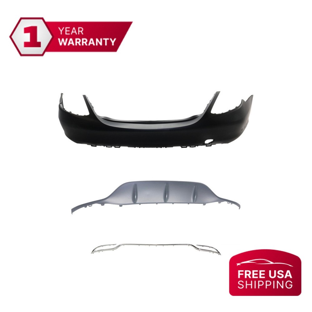 2015-2017 Mercedes C300 4Matic Rear Bumper Cover with Trims & Valance