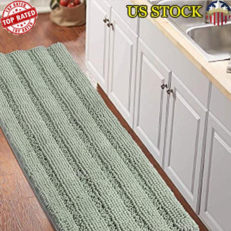 Super Soft Shaggy Chenille Bathroom Rug Non-Slip Quick Dry Absorbent Mat
