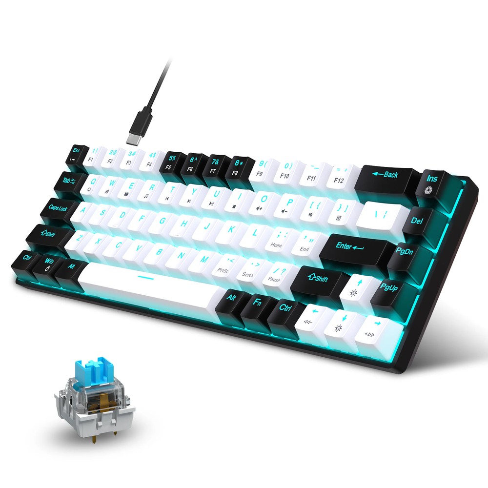 RGB Backlit Hot-Swappable Blue Switch Gaming Keyboard with Ergonomic Design