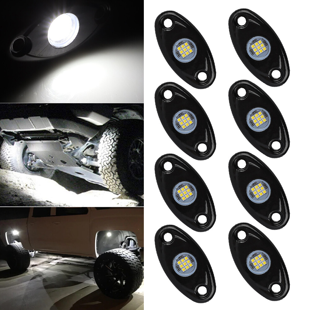 White LED Rock Light For Jeep Off-Road Truck UTV ATV 8Pods Underbody Wheel Light