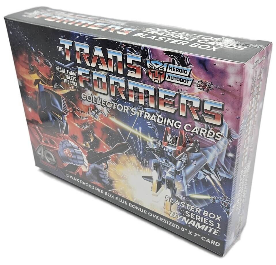 2024 Transformers 40th Anniversary Trading Cards Blaster Box 5 Packs Plus 5x7