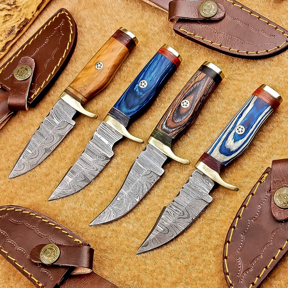 4 Pcs Damascus Blade Skinner Knives Set | 6