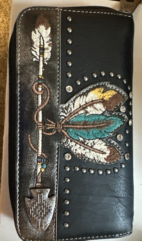 Bling Crystal Studded American Flag Wallet   