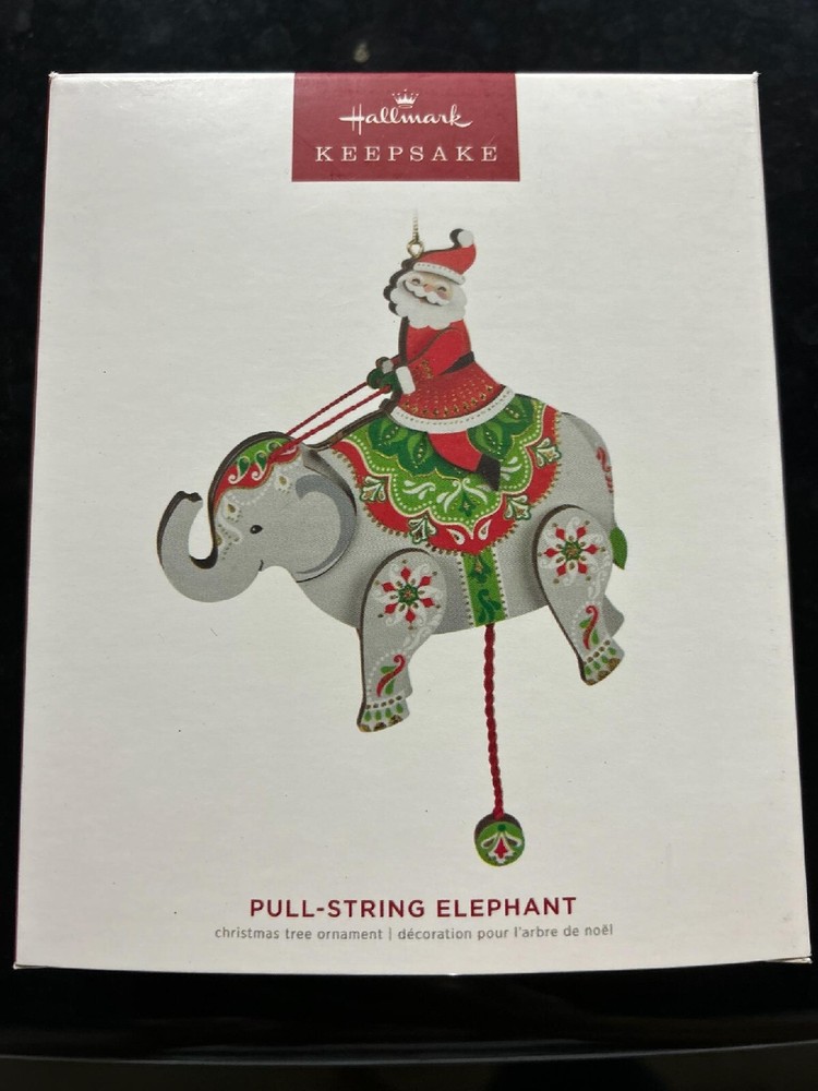 2022 Hallmark Santa Riding Elephant Pull String Christmas Tree Ornament