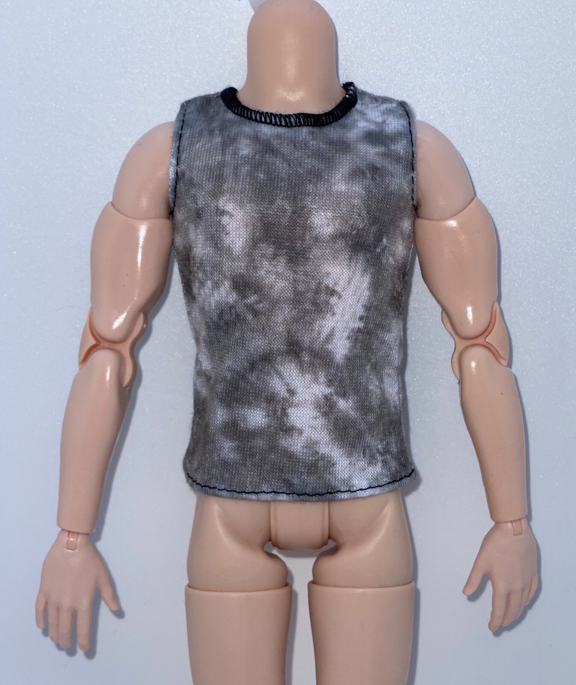 Barbie Fashionistas Ken #176 Doll Outfit Gray Tie Dye Tank Top Sleeveless Shirt