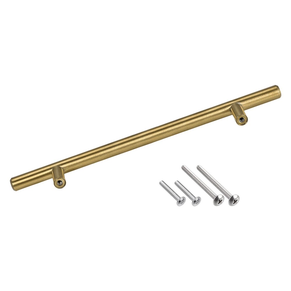 T Bar Pull Handle 5'' Hole Center Distance, 0.39'' Dia 2Pcs,Stainless Steel Gold