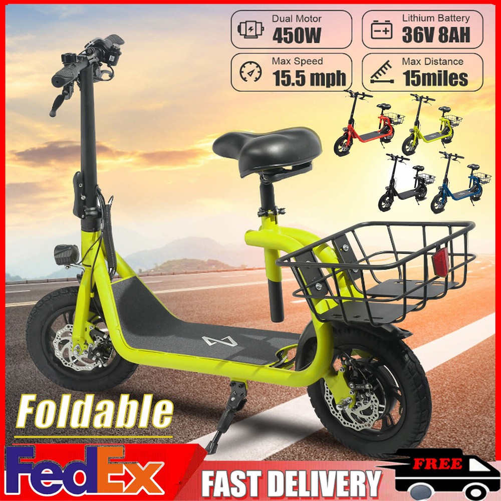 450W Foldable Electric Scooter for Adults with Seat Commuter Moped
