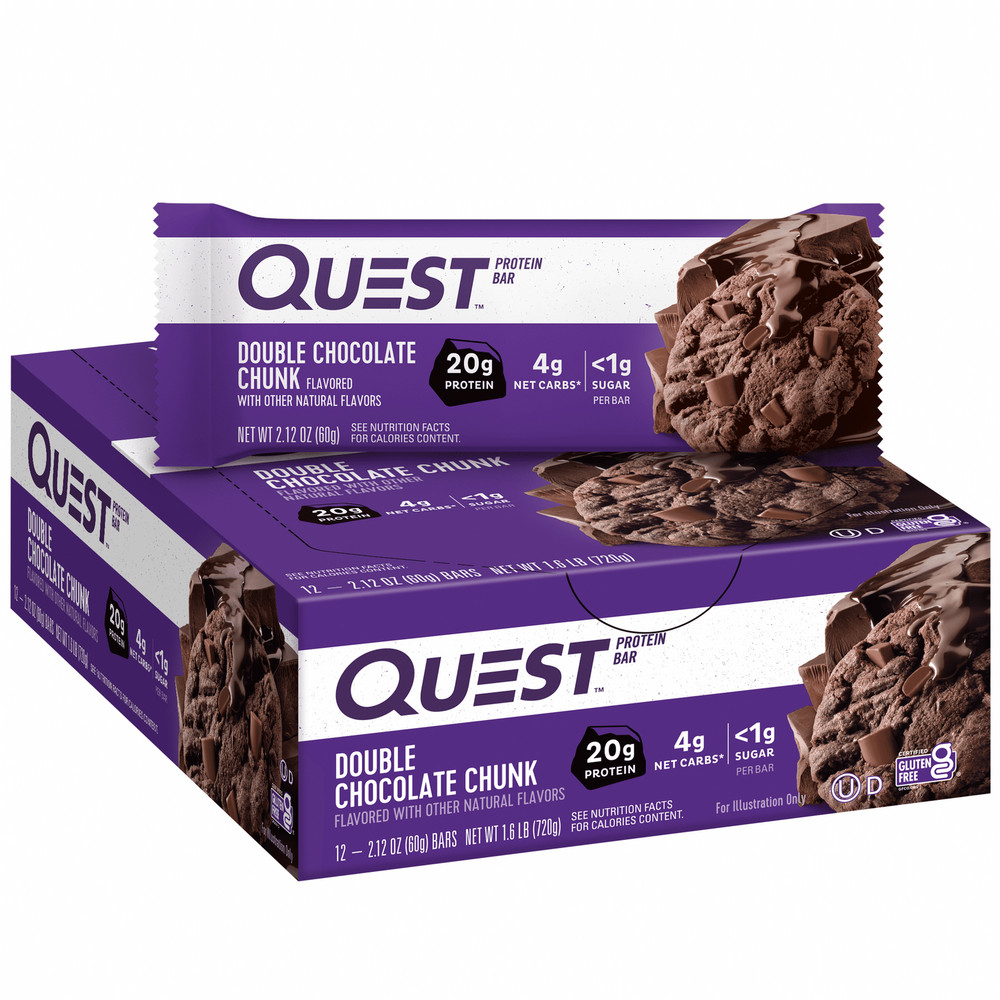 Quest Protein Bar - Double Chocolate Chunk (12 Bars) Gluten-Free 20 g Protein