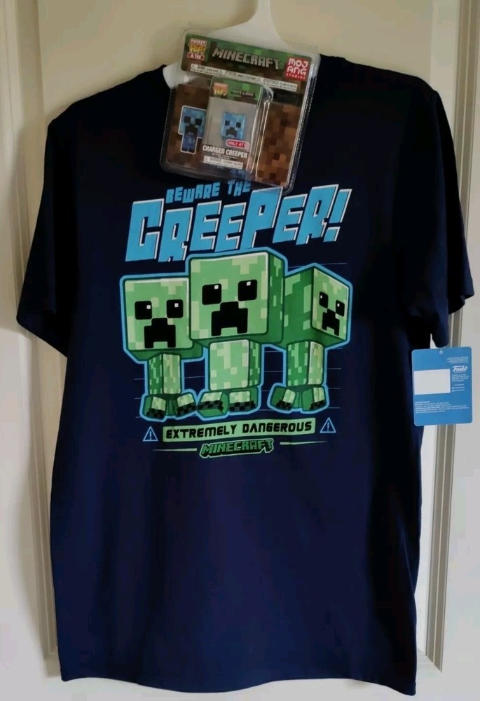 Funko Pop! Pocket Pop & T-Shirt Youth Minecraft Charged Creeper Size Kids XL New