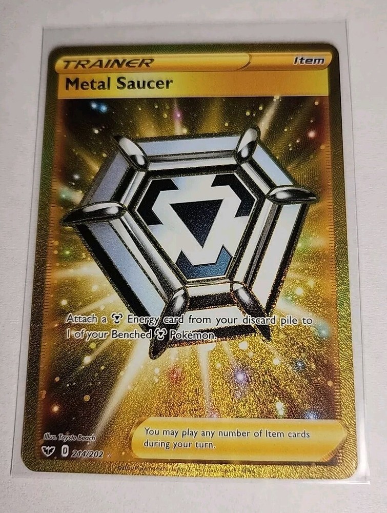 Metal Saucer Trainer 214/202 Gold Secret Rare Pokémon 2020 Sword & Shield NM/M