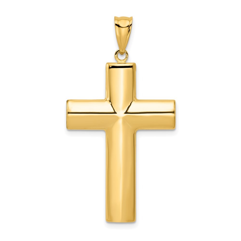 14k Yellow Gold Hollow Cross Pendant L-1.78 Inch, W-0.83 Inch