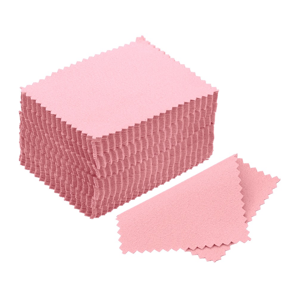 3.15x2.36 Inch 200Pcs Pink Microfiber Jewelist Jewelry Polishing Cloth