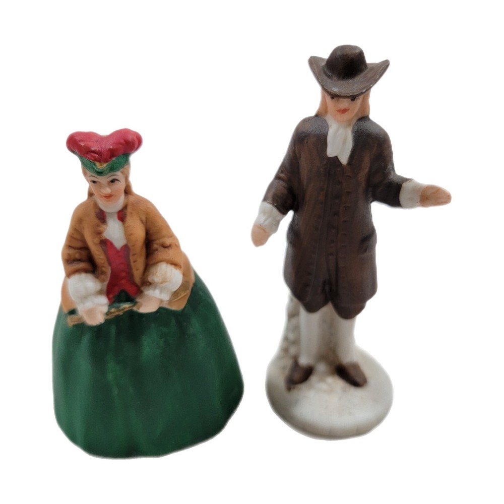 Enesco Williamsburg Village Figurines Man Woman Vintage Colonial Pair