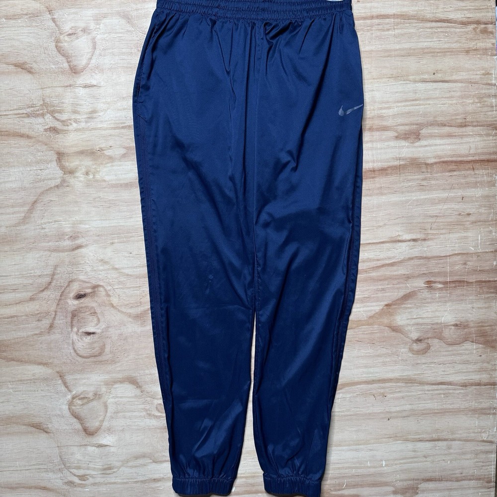 Nike Epic Dri-Fit Training Track Pants Mens Medium Blue Running Zip Legs Read