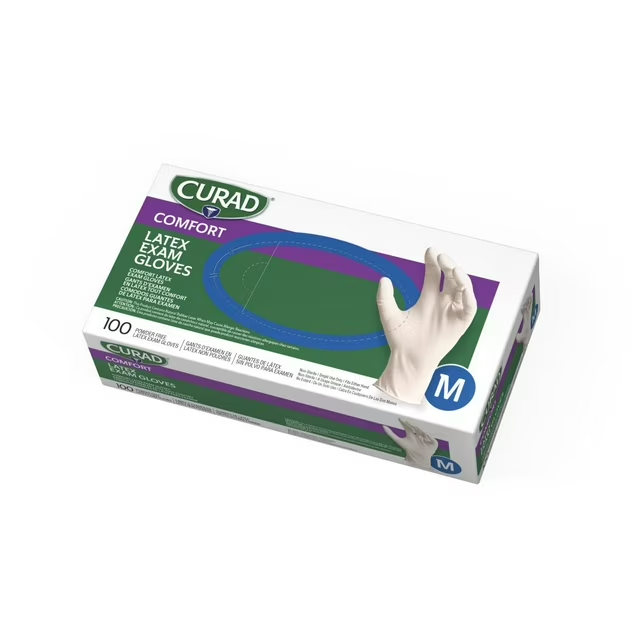 Curad Latex Exam Gloves – Medium, 100ct (2-Pack)