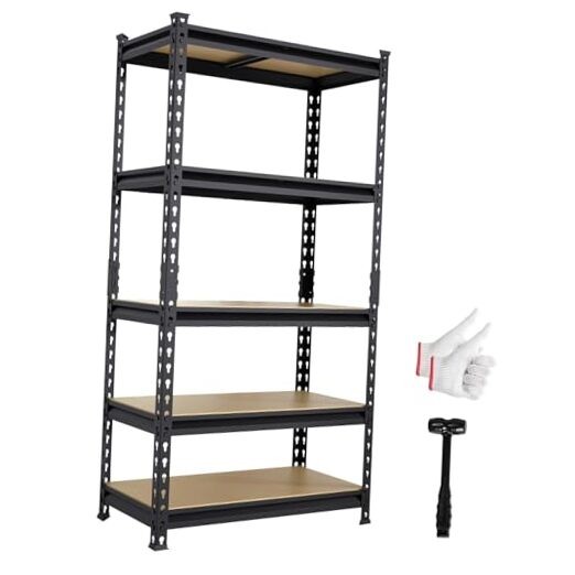 5 Tier Heavy Duty Garage Storage Shelving: Adjustable Metal 72