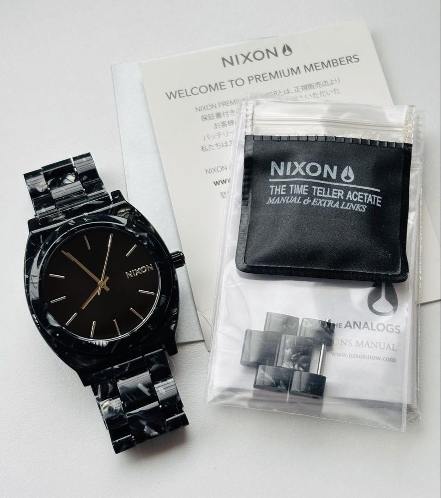 Nixon Time Teller All Black Marble Battery Watch