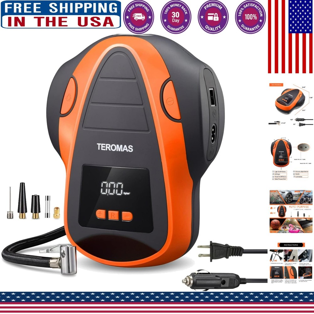 150 PSI High-Power Compact Air Compressor for Cars Bikes Inflatables