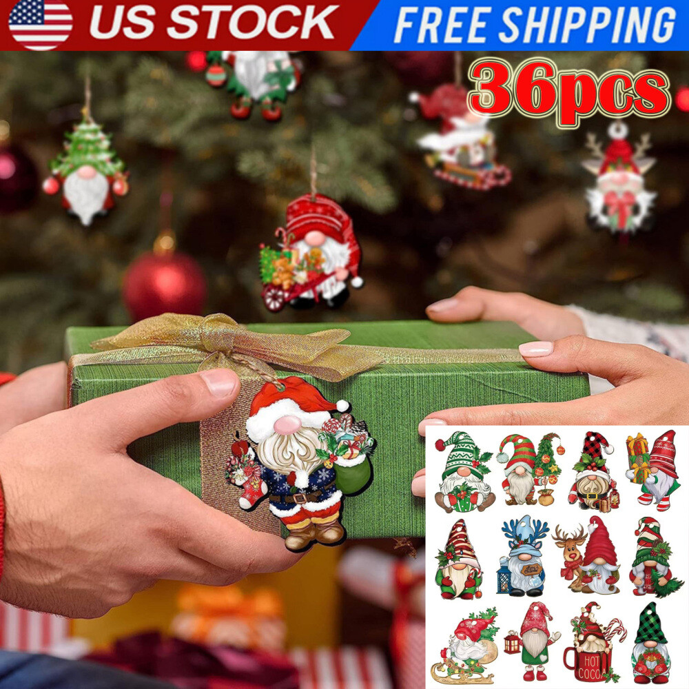US Christmas Wooden Dwarf Ornament Xmas Tree Hanging Figure Decoration Pendants
