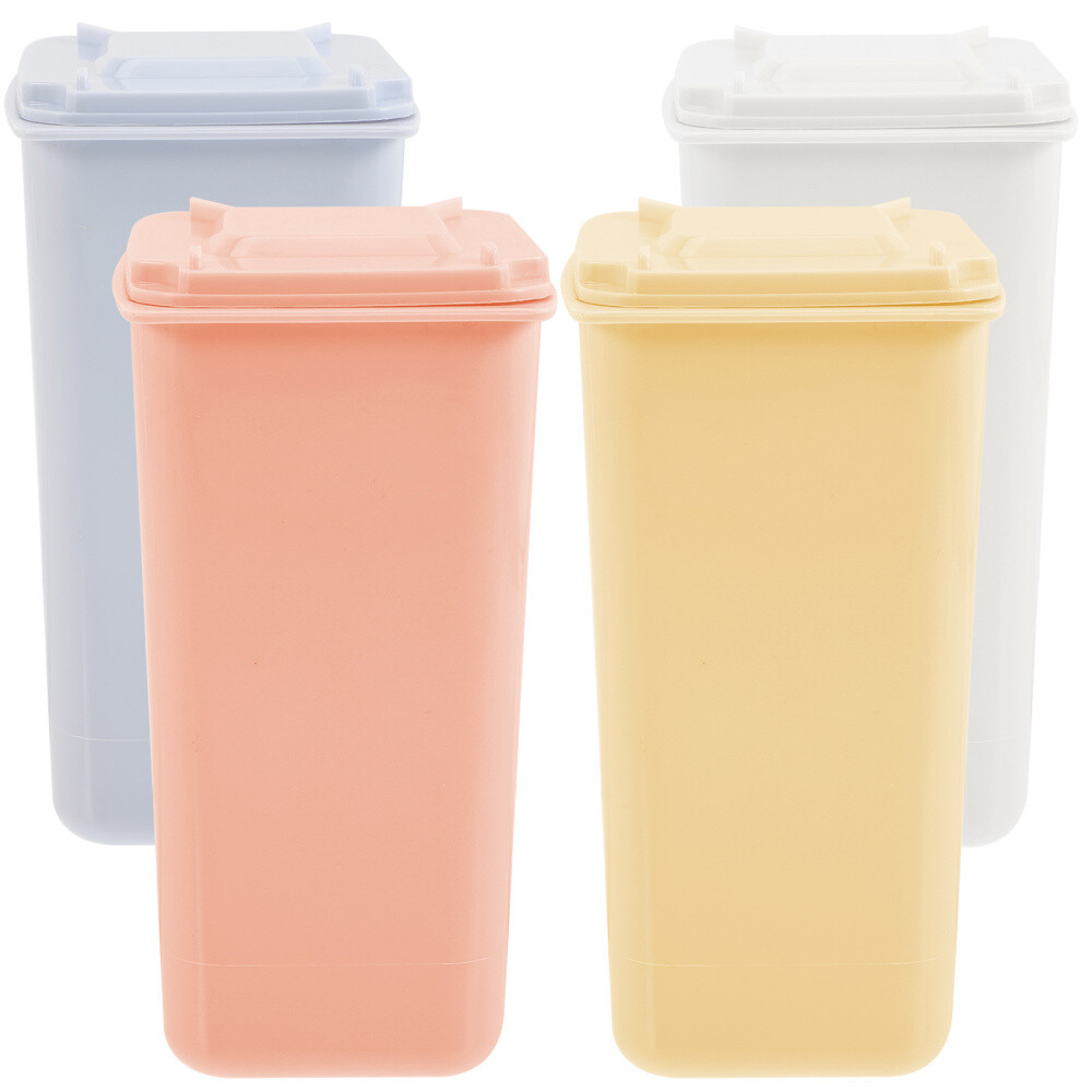 4 Pcs Paper Bin Recycle with Lid Mini Trash Can Storage Container