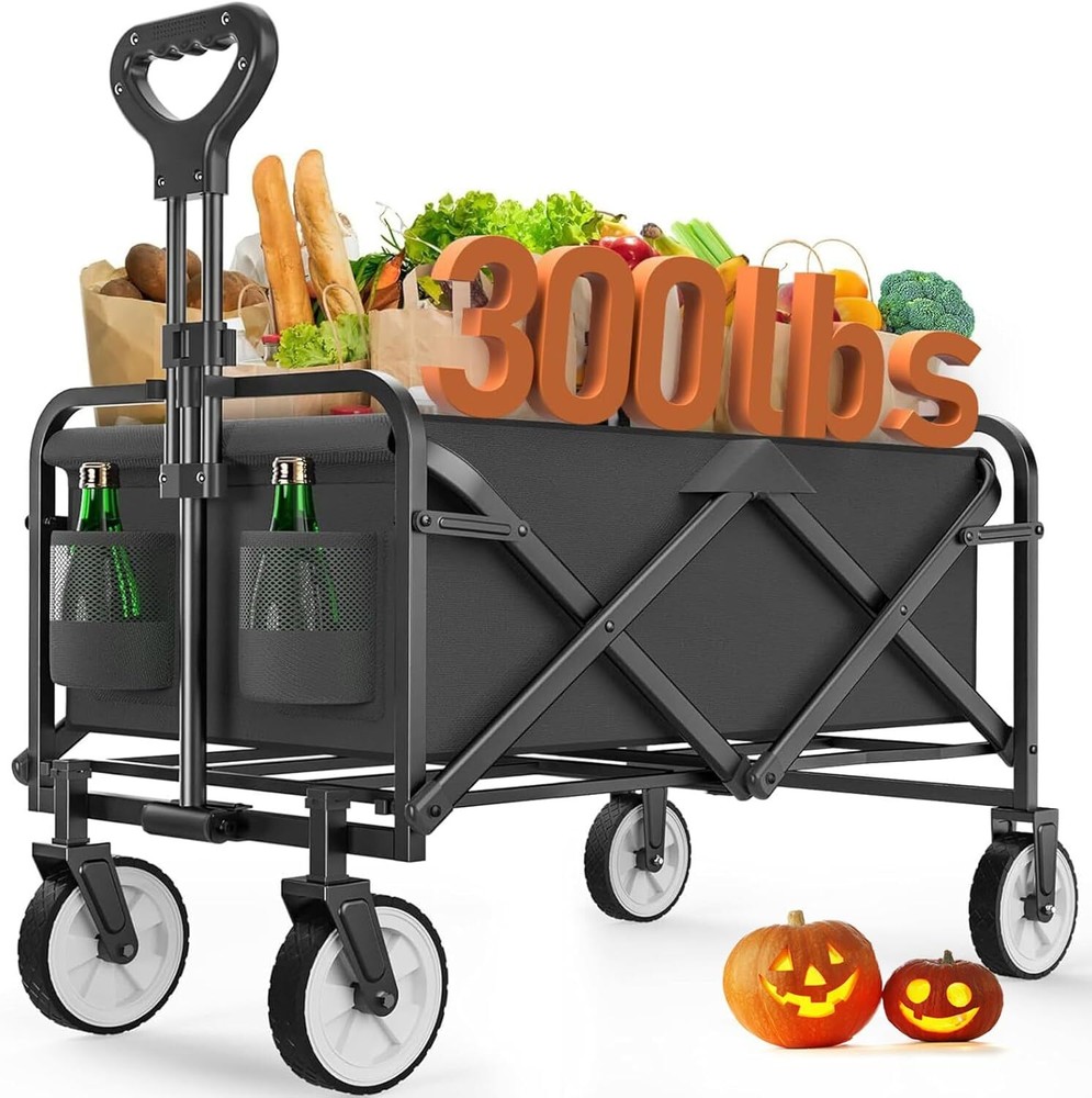 Collapsible Wagon Cart Foldable with 300lbs Weight Capacity, Utility Matt