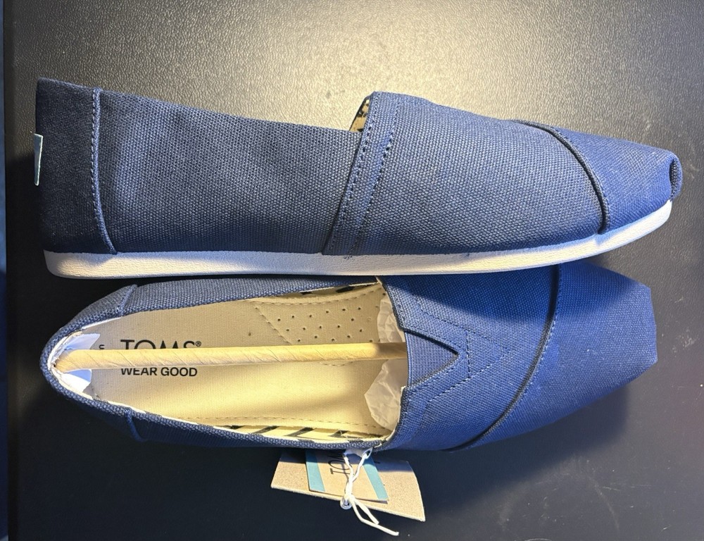 Toms Alpargata Slip On Canvas Women’s Shoes Flats Blue Size 9 Comfort Casual