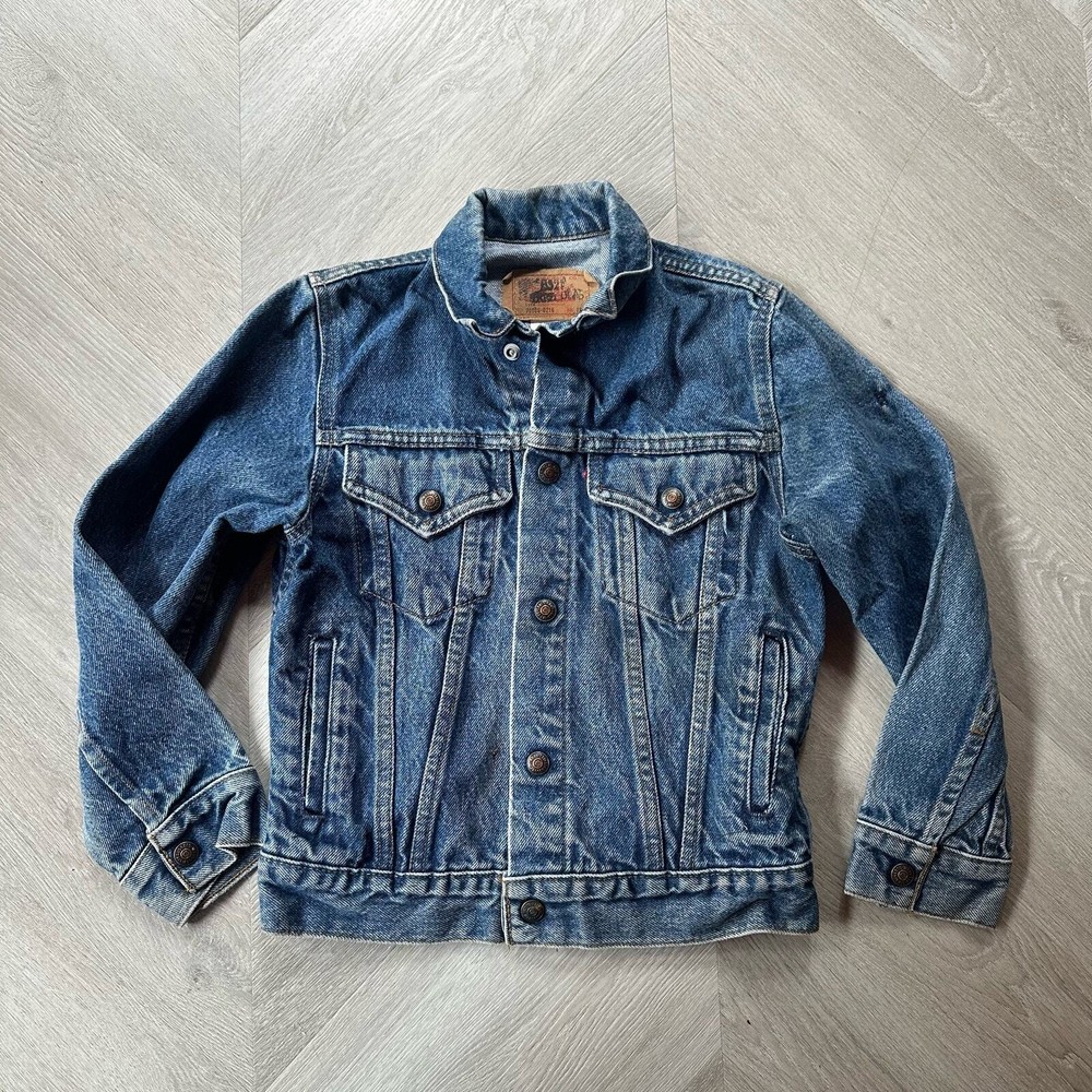 Vintage Levi's Kids Denim Blue Jean Jacket Trucker Boys Girls 12