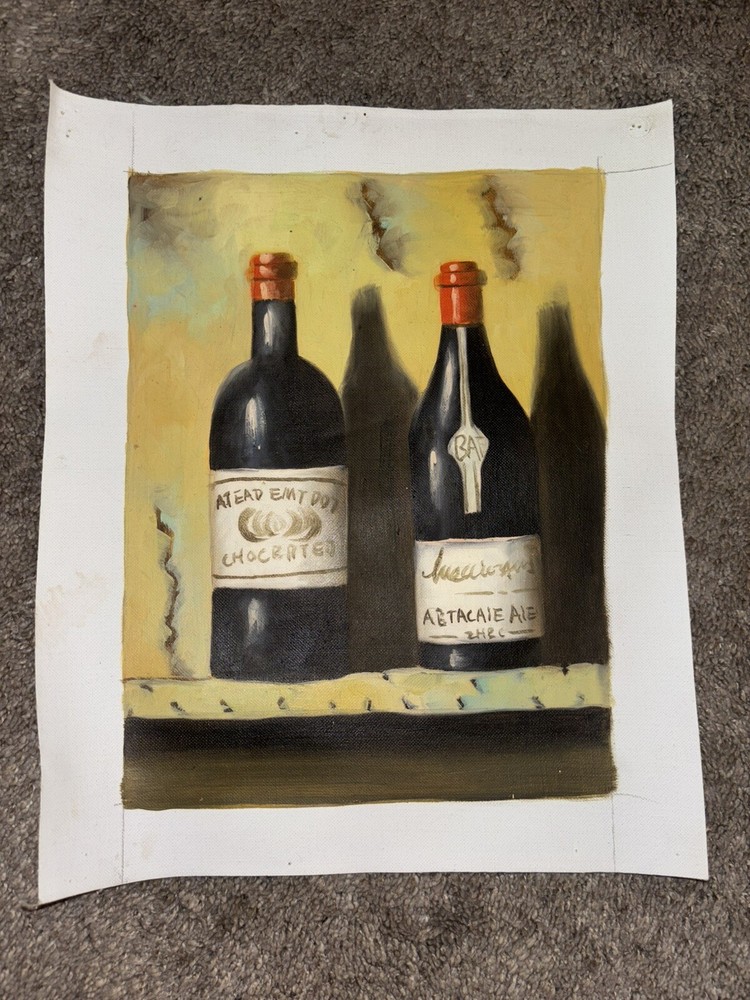 Realism Bottles Painting Real Oil On Canvas 9”x11”