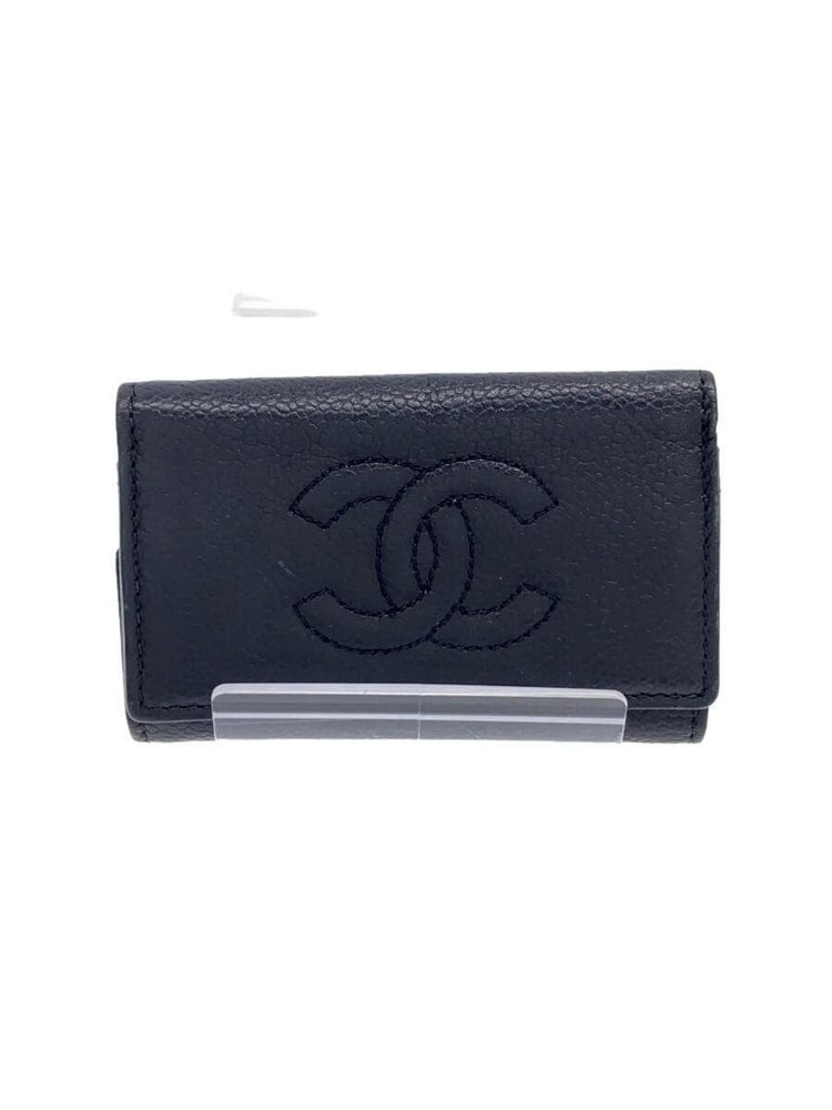 Authentic CHANEL Key Case Holder A13502 Coco Mark Caviar 6 Key Hook Black Used