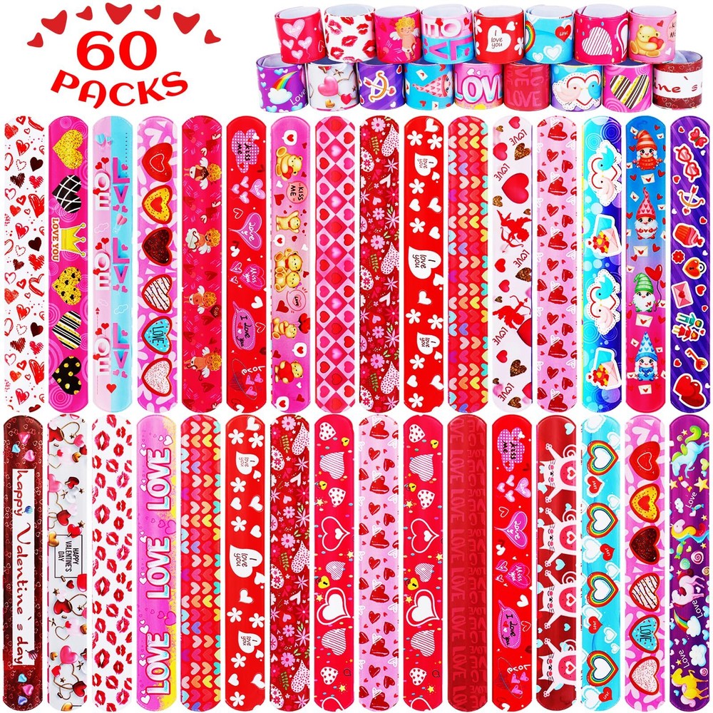 LUYI 60 Piezas San Valentín Slap Pulseras Pulseras Día de San Valentín Regalos para...