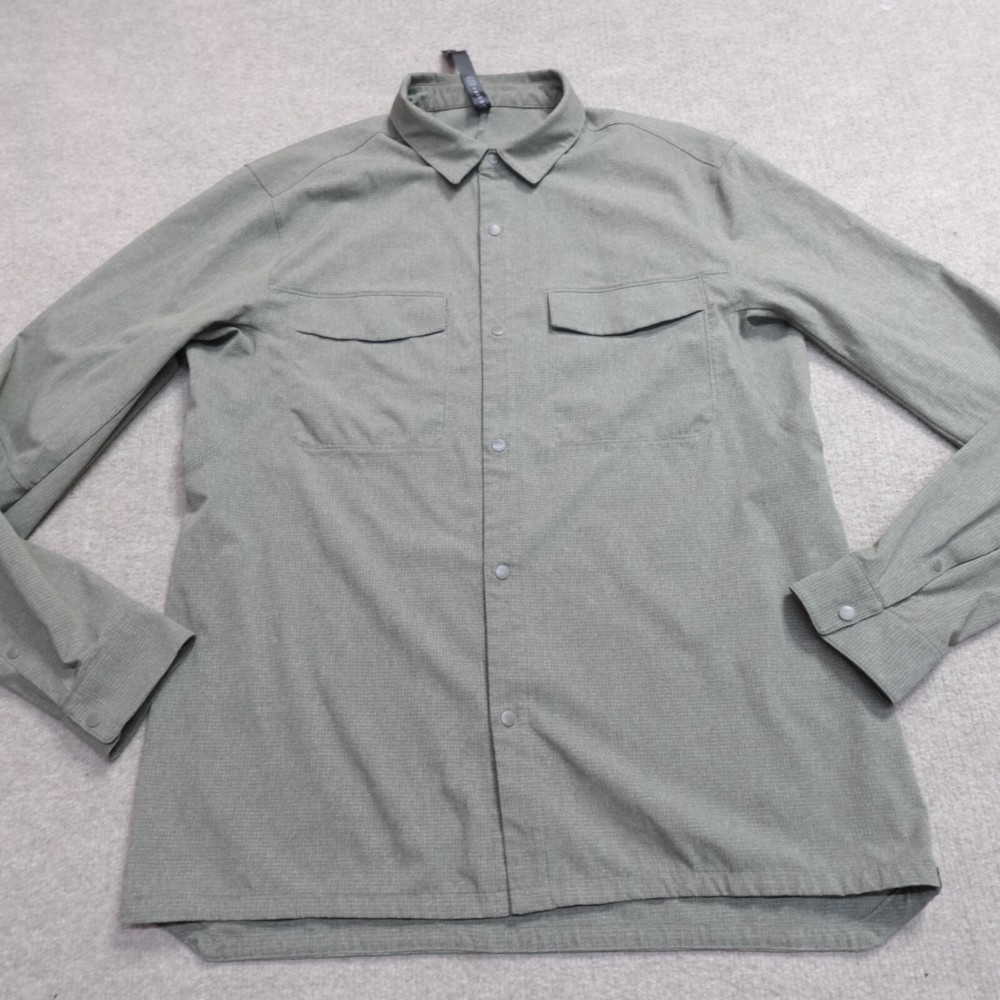 Lululemon Shirt Large Gray Solid Snap Front Airing Easy Overshirt
