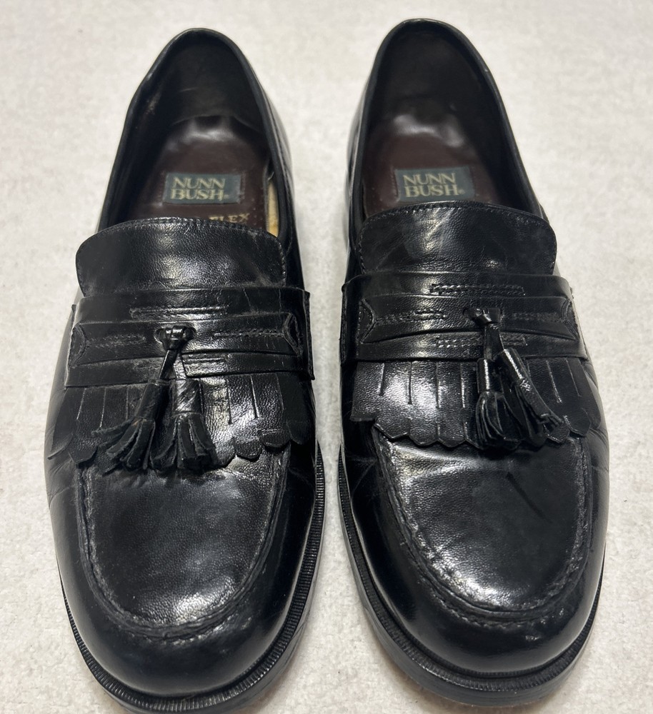Nunn Bush Men’s Shoes Size 8.5 M Black Tassel Loafers Slip On Leather Dress Flex