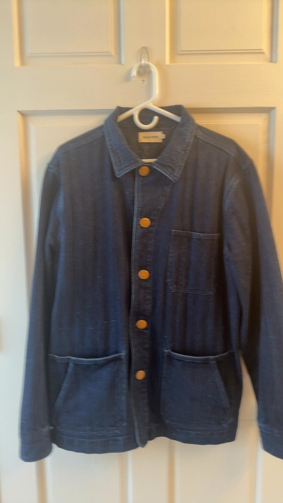 Taylor Stitch Ojai Jacket Denim Blue Herringbone Size 42 Japan