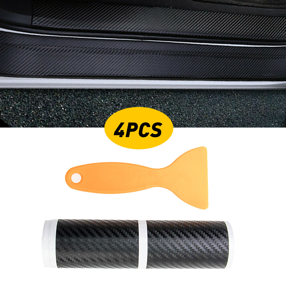 4x Accessories Carbon Fiber Car Scuff Plate Door Sill 5D Sticker Protector 21