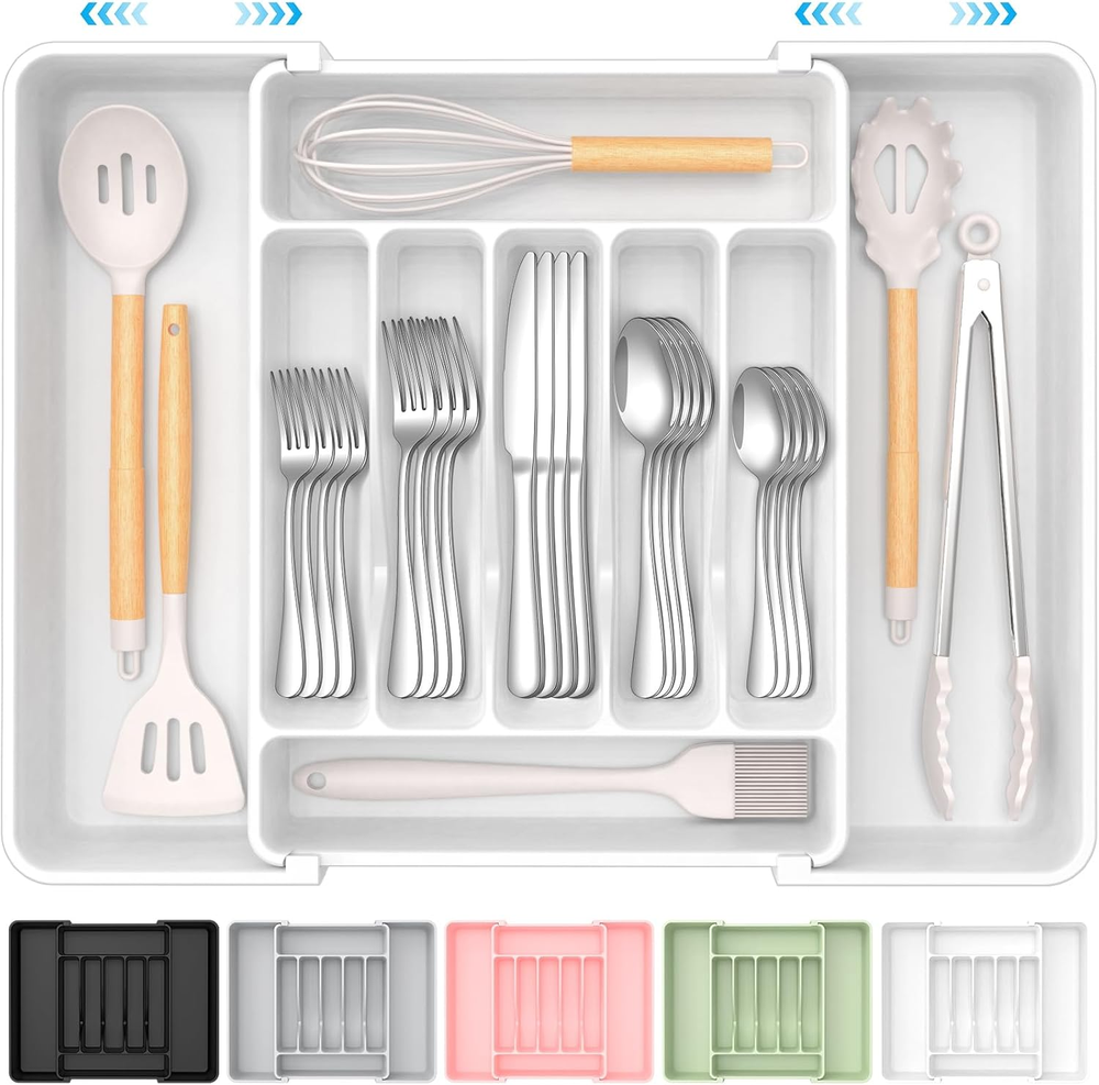 Extra Large Adjustable Silverware Organizer – BPA-Free, Food-Safe Utensil Tray