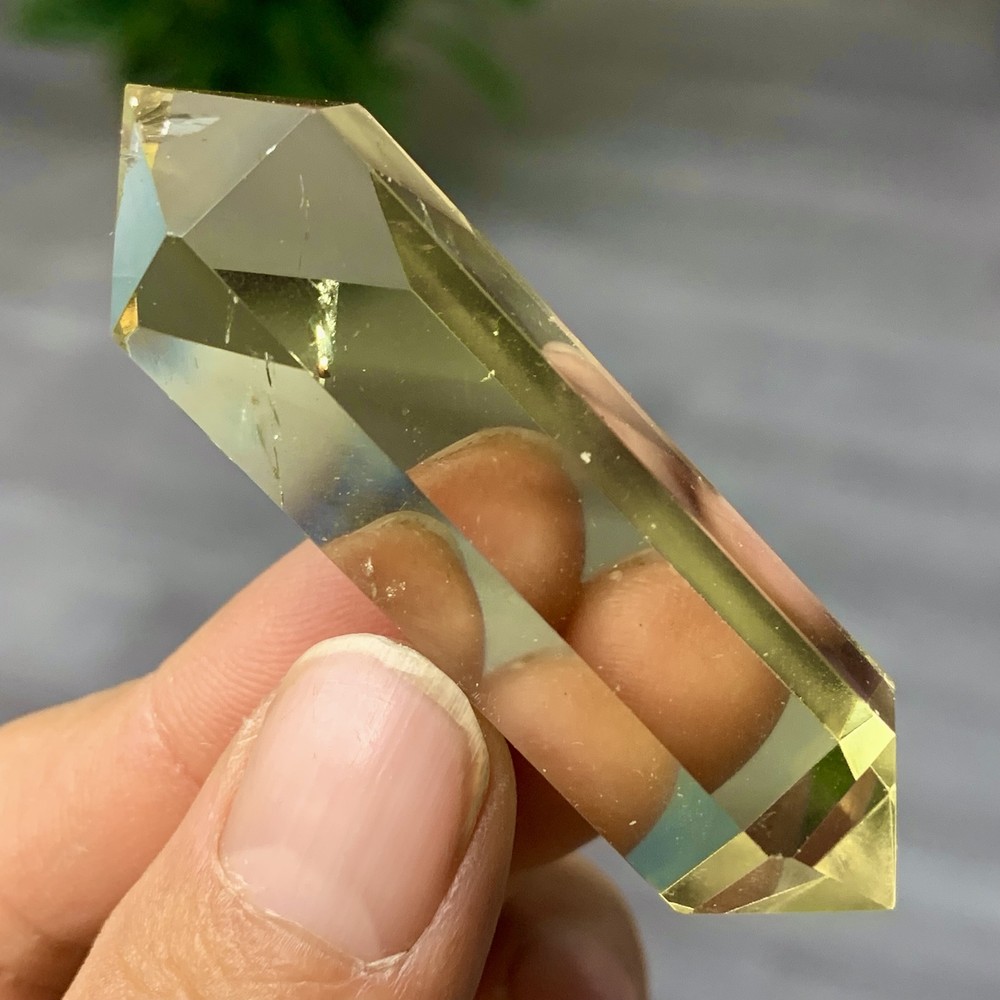 24G Natural Citrine Quartz Obelisk Crystal Double Point Wand Reiki Healing Gem