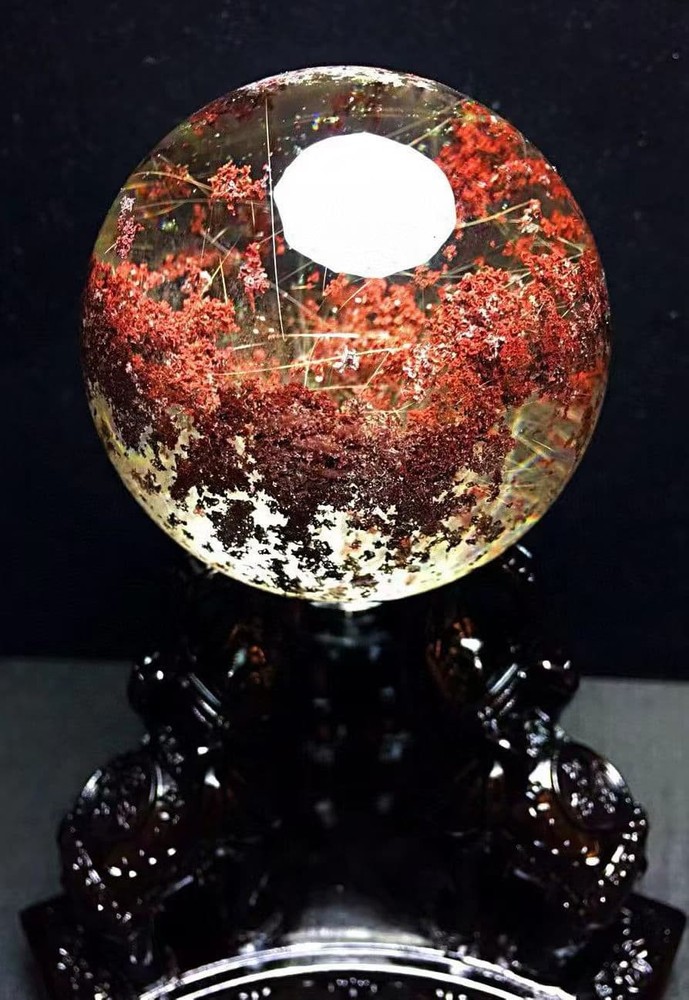 62mm Top Natural Colorful Ghost Quartz Sphere Hair Crystal Ball Healing Gems