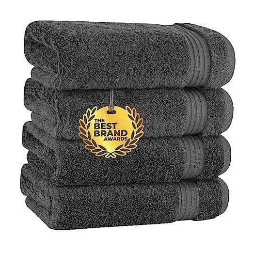 100% Cotton Turkish Dark Grey Hand Towel Set - 4-Piece Bathroom Essentials  