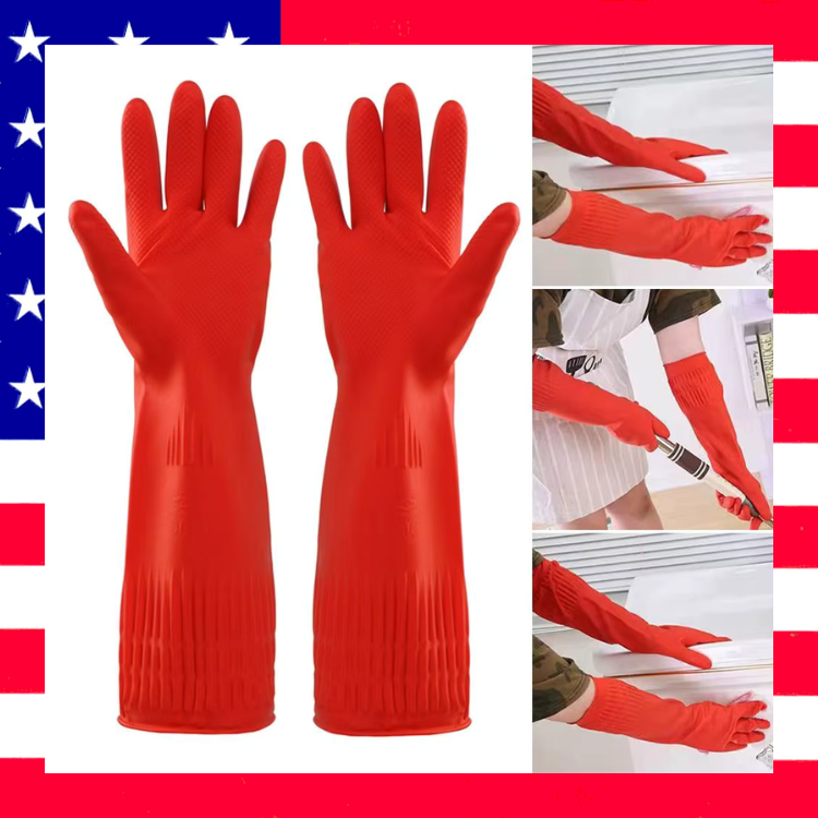 Long Rubber Gloves Kitchen Dishwashing Gloves Reusable Oil Stains Cleaning Glove