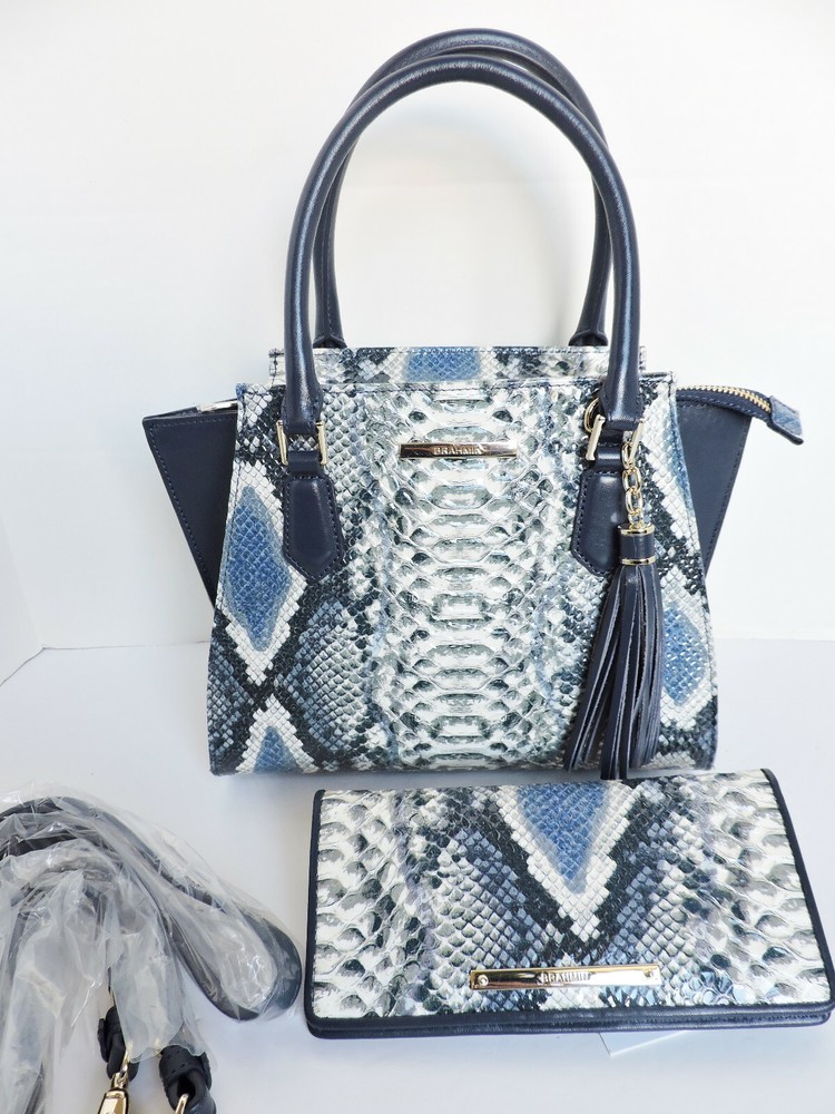 Brahmin Mini Priscilla Navy White Cobalt Ballington Hand Shoudler Ady Walet NWT