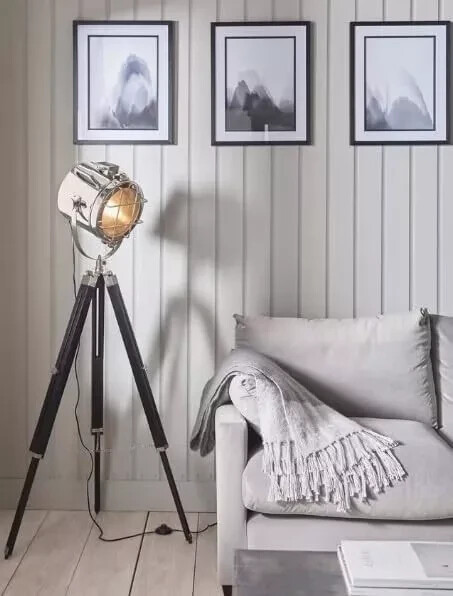 Industrial Tripod Floor Lamp Nautical Studio Light Marine Searchlight Decor