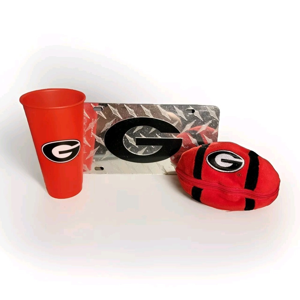 GA bulldog Gift Package Starbucks Cup, License Plate, And Football Plushie