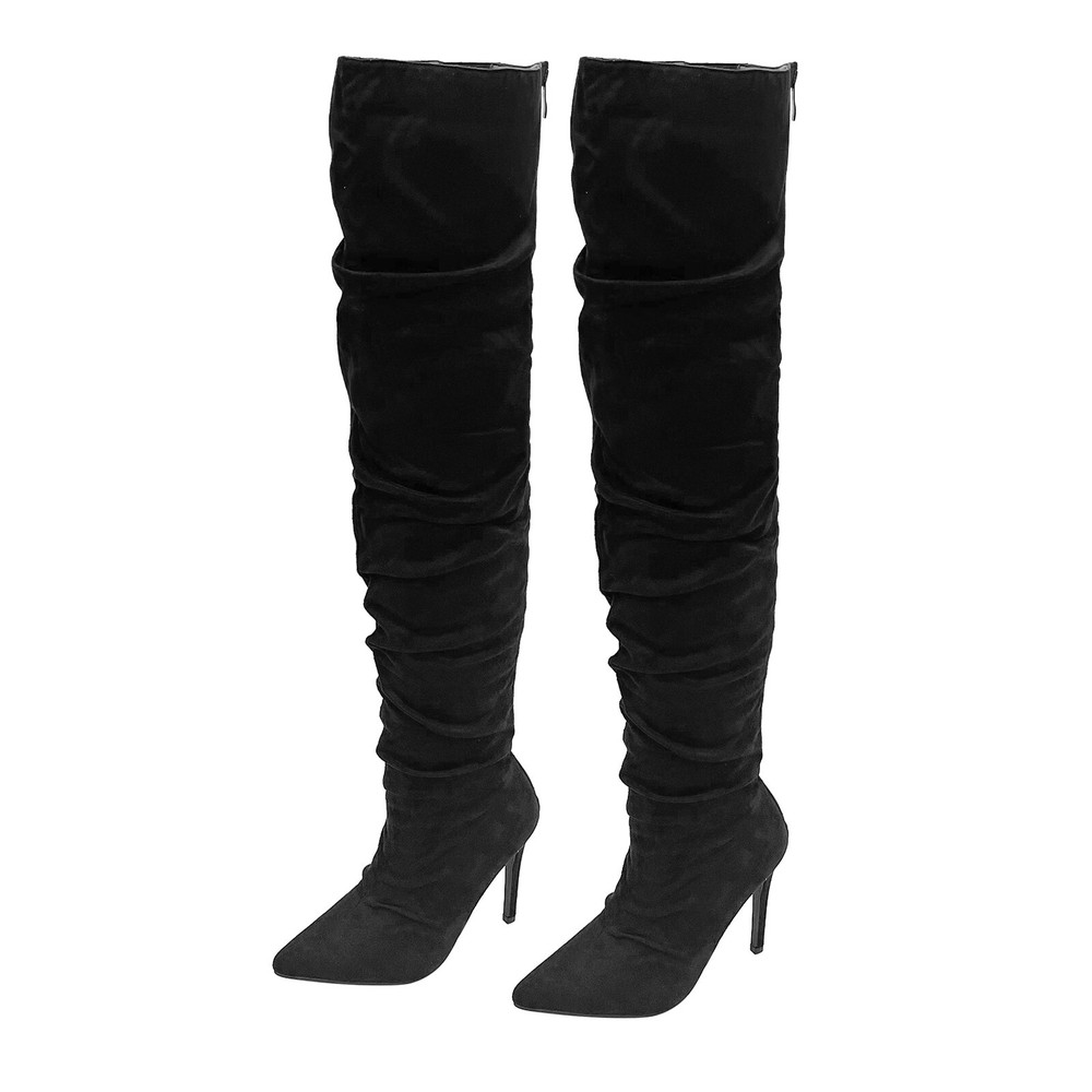 Glaze Women's Over the Knee High 4 Inch Stiletto Heel Boots with Zipper
