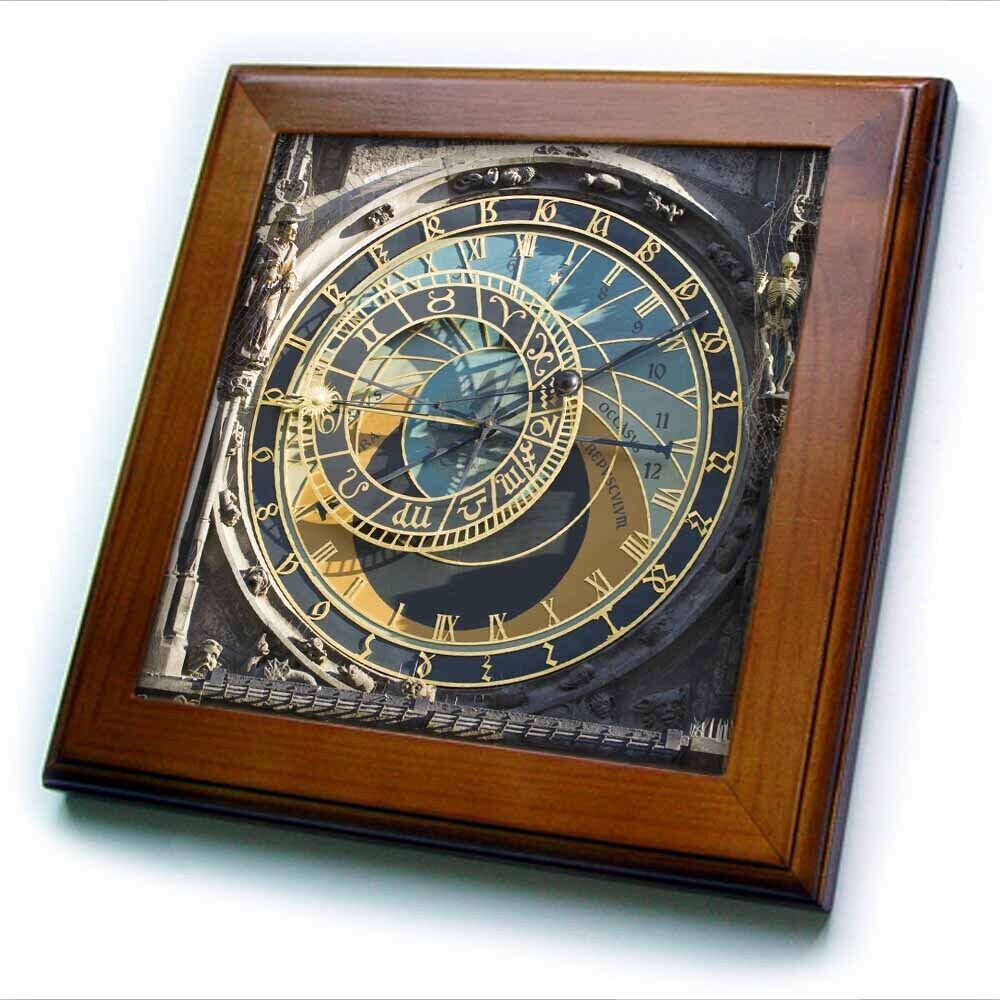 3dRose Framed Ceramic Tile with Print of Astronomical Clock, Prague