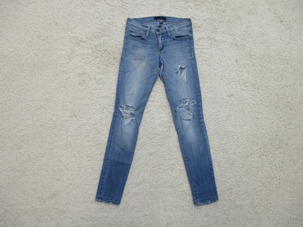 Flying Monkey Jeans 25 Womens Regular Size Skinny Stretch Distressed Blue Denim