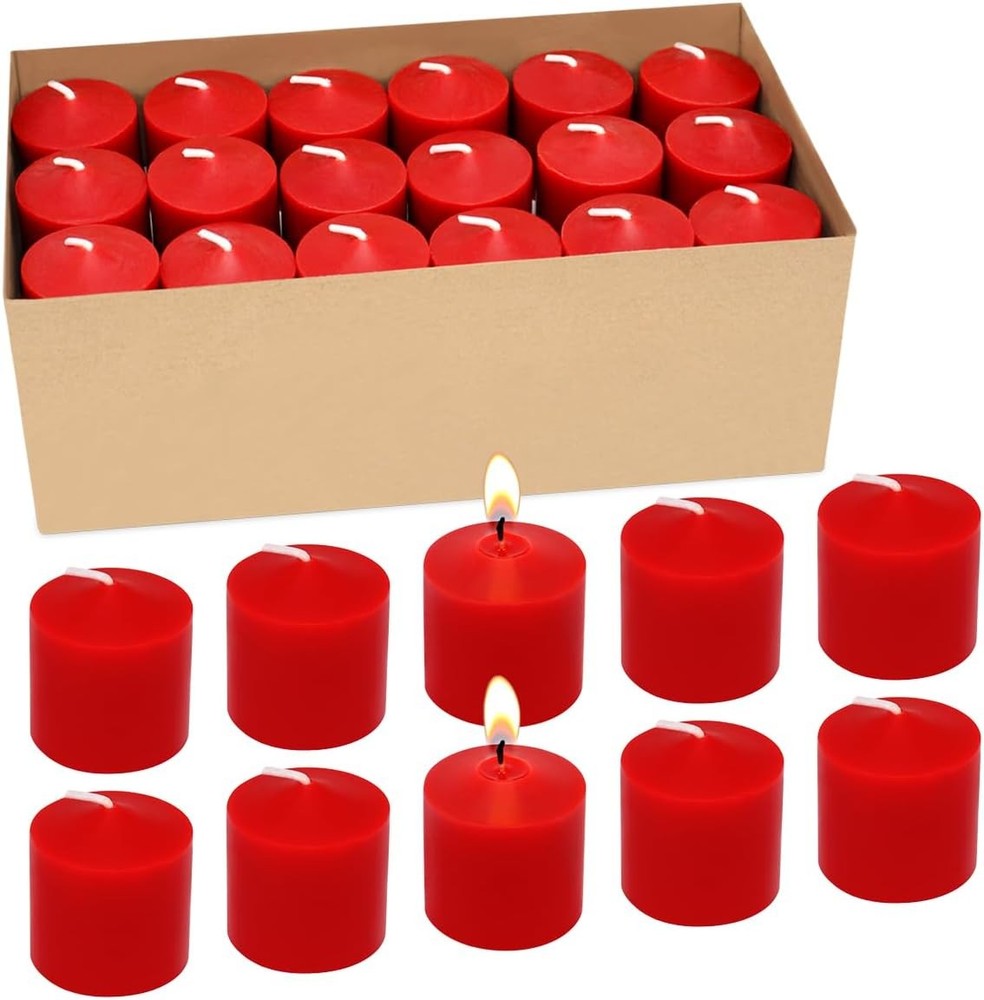 36-Pack 10-Hour Burgundy Red Votive Candles for Weddings & Parties, 1.5 Inch