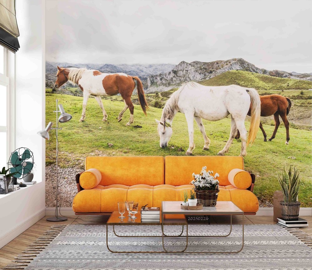 3D Sky Mountains Horse Landscape Wall Murals Wallpaper Murals Wall Sticker