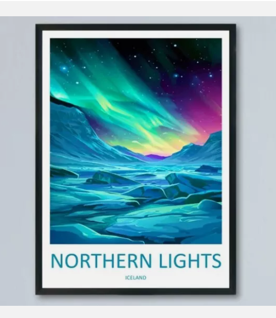Northern Lights Travel Print Wall Art Aurora Borealis Wall Decor poster