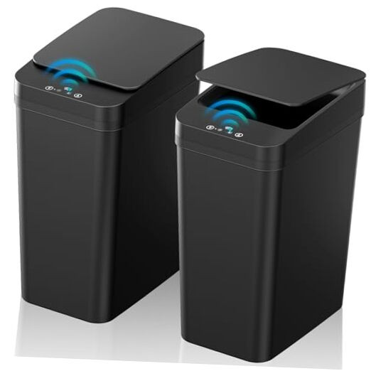 2 Pack 2.2 Gallon Automatic Touchless Garbage Can, Small Motion Sensor Smart