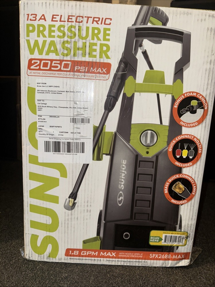 Sun Joe SPX2688-MAX Cold Water Pressure Washer